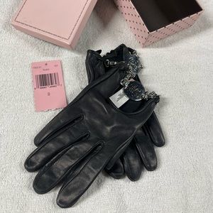 Juicy Couture black leather driving gloves
